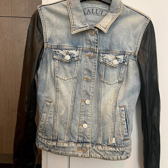 Aritzia Jackets & Blazers - Aritzia Denim Jacket with Leather Sleeves